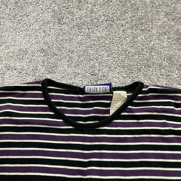 Erika & Co. Top Womens Medium Multicolor Striped Long Sleeve Crew Neck Casual - Picture 3 of 9